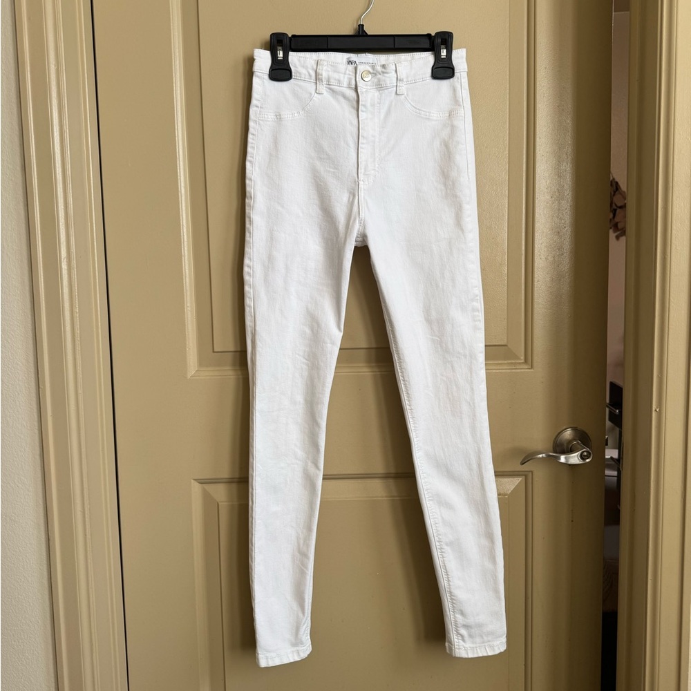 ZARA White HI-RISE SUPER ELASTIC JEGGINGS TRF Super Hi-Rise Size 6